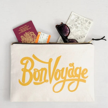 Travel Document Organiser - Travel Wallet - Passport Holder - Travel Wallet Clutch - Quote Bag - Bon Voyage XL Pouch - Alphabet Bags