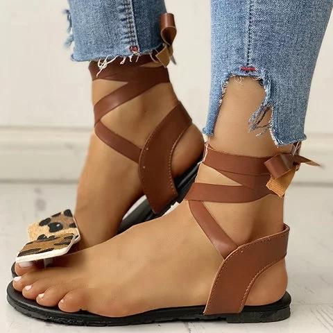 Women Casual Daily Comfy Lace Up Flat Sandals