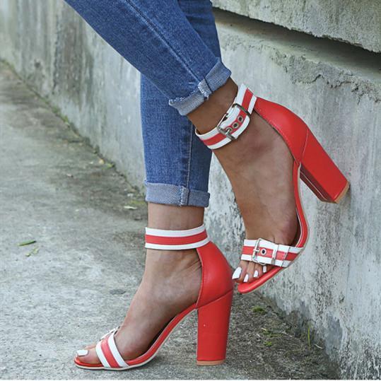 Women's High Heel Sandals Round Toe Thick Heel Elegant Shoes