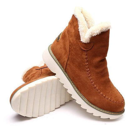 Pure Color Warm Fur Lining Winter Ankle Snow Boots For Women
