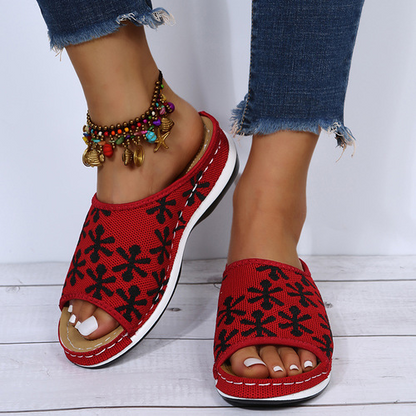Ethnic Style Flower Slip-On Sandals