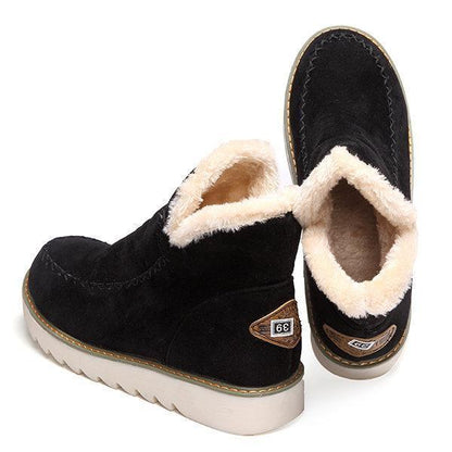 Pure Color Warm Fur Lining Winter Ankle Snow Boots For Women