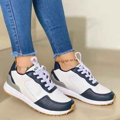 Women‘s Fashion Leather Lace-Up Sneakers