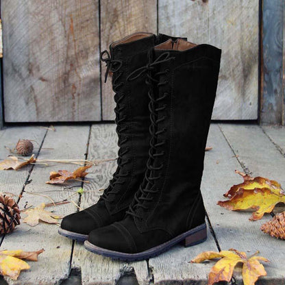 Womens Artificial Leather Lace-up Casual Boots