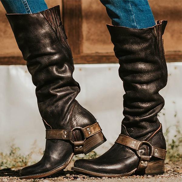 Women Artificial Leather Harness Western Boot