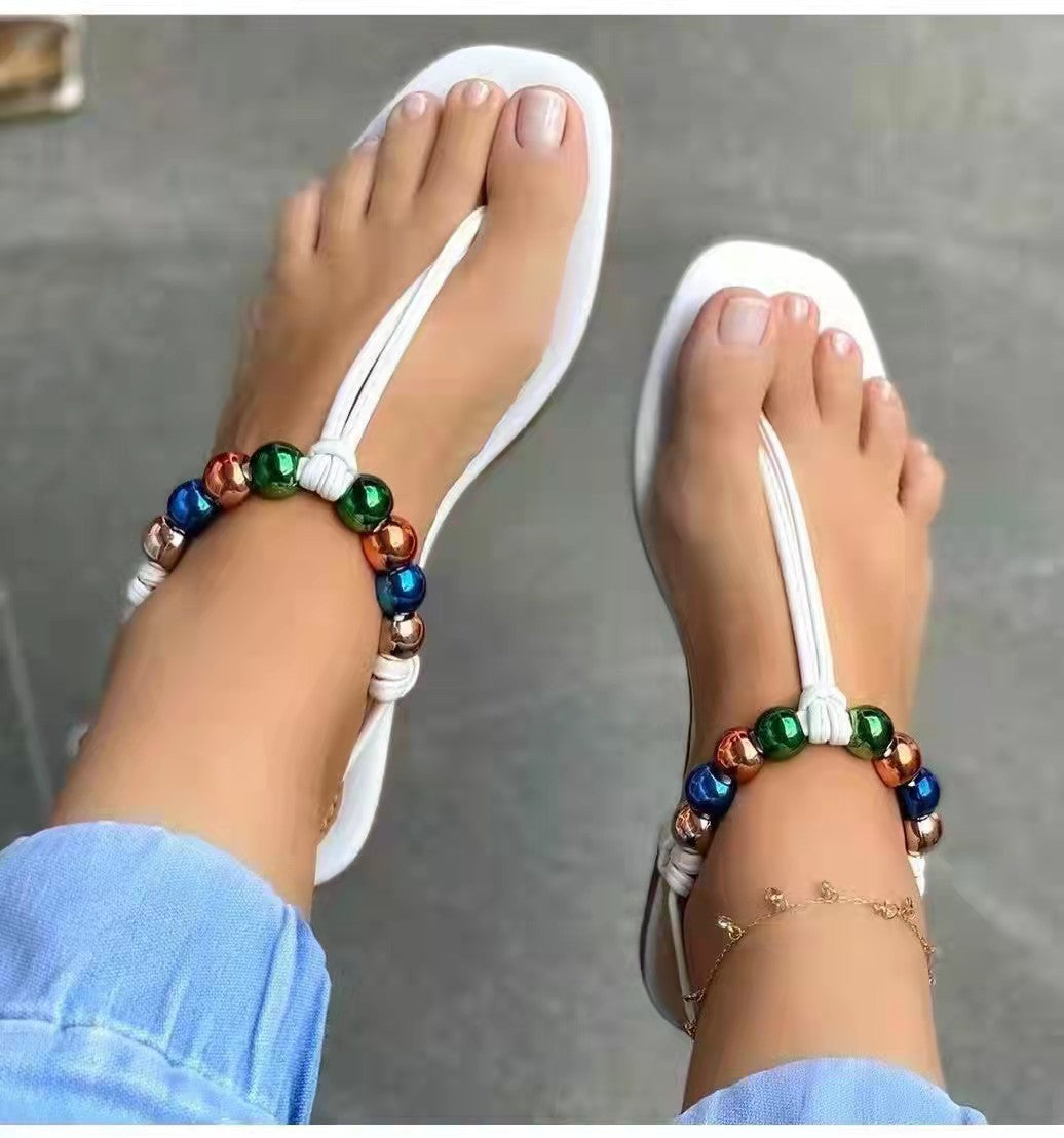 Women's Bohemian Flat Beaded Sandals
