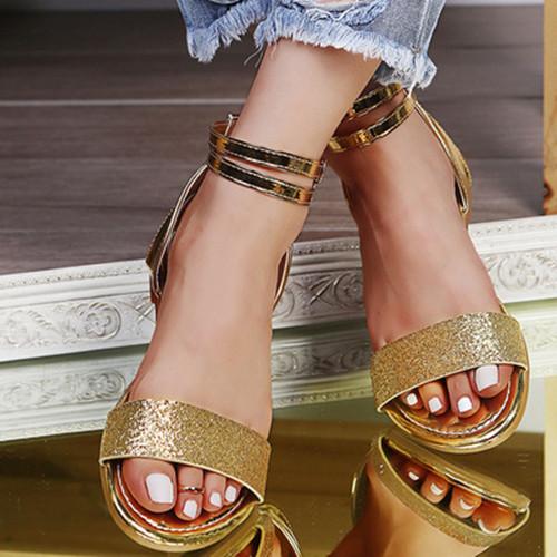 Women's Stylish Sequined Strappy Flat Sandals