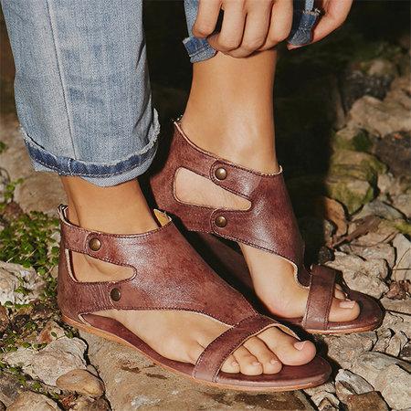 Gladiator Thong Casual Summer Shoes Women Flat PU Sandals