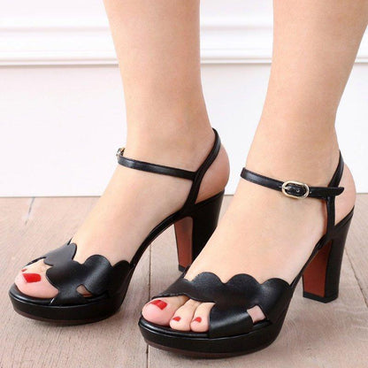 CHUNKY HEEL ANKLE STRAP ELEGANT SHOES WORKING DAILY SHOES